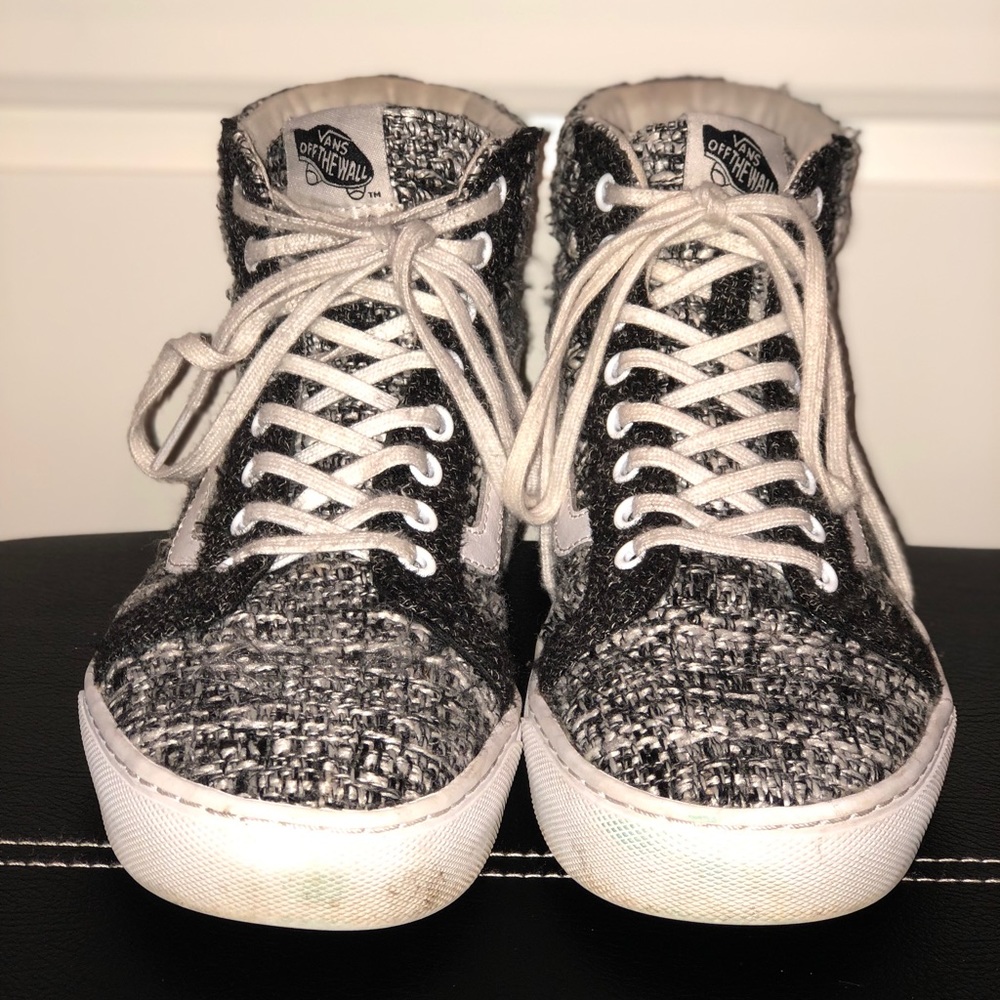 Custom Black and White knit print vans!